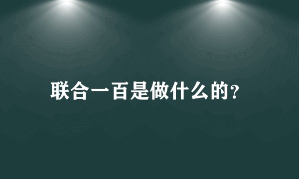 联合一百是做什么的？