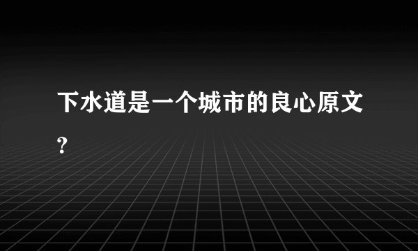 下水道是一个城市的良心原文？