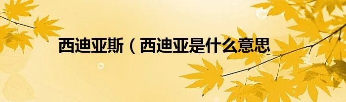 西迪亚斯（西迪亚是什么意思