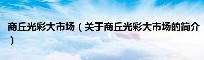 商丘光彩大市场（关于商丘光彩大市场的简介）