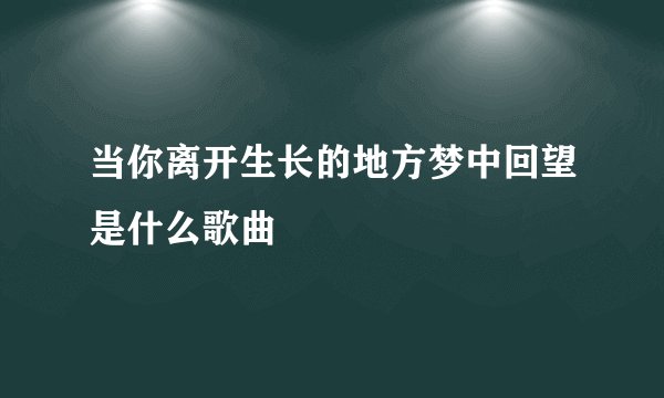 当你离开生长的地方梦中回望是什么歌曲