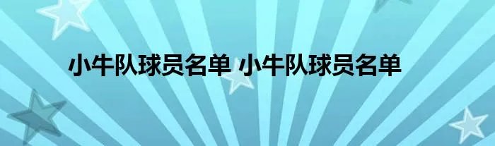 小牛队球员名单 小牛队球员名单