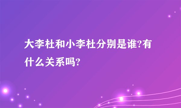 大李杜和小李杜分别是谁?有什么关系吗?