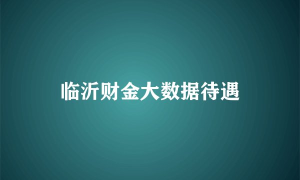 临沂财金大数据待遇