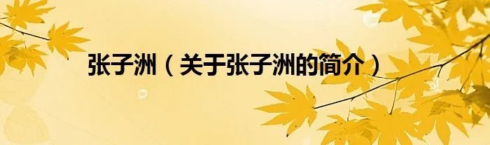 张子洲（关于张子洲的简介）