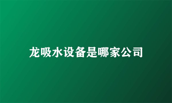 龙吸水设备是哪家公司