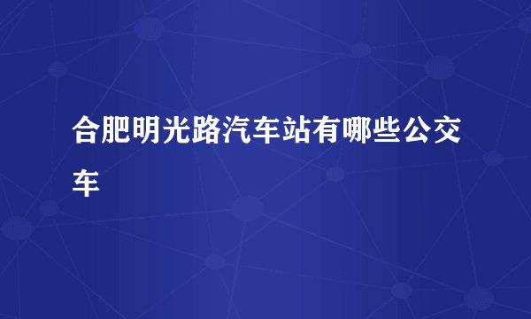 合肥明光路汽车站有哪些公交车