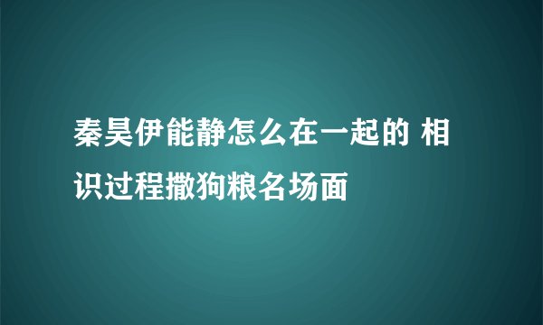 秦昊伊能静怎么在一起的 相识过程撒狗粮名场面