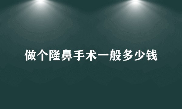 做个隆鼻手术一般多少钱