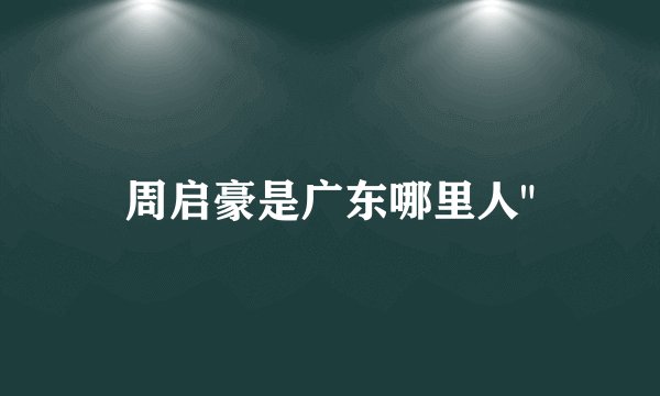 周启豪是广东哪里人