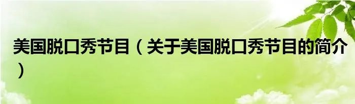 美国脱口秀节目（关于美国脱口秀节目的简介）