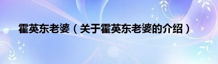 霍英东老婆（关于霍英东老婆的介绍）