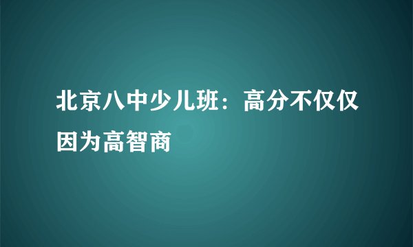 北京八中少儿班：高分不仅仅因为高智商