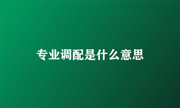 专业调配是什么意思