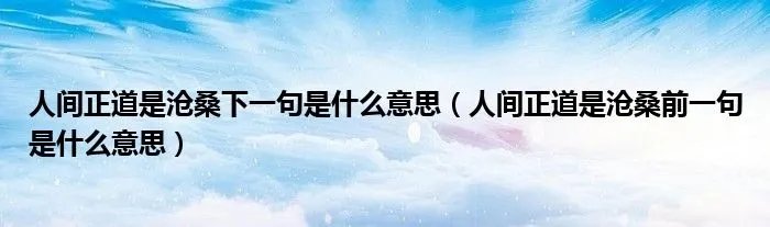 人间正道是沧桑下一句是什么意思（人间正道是沧桑前一句是什么意思）
