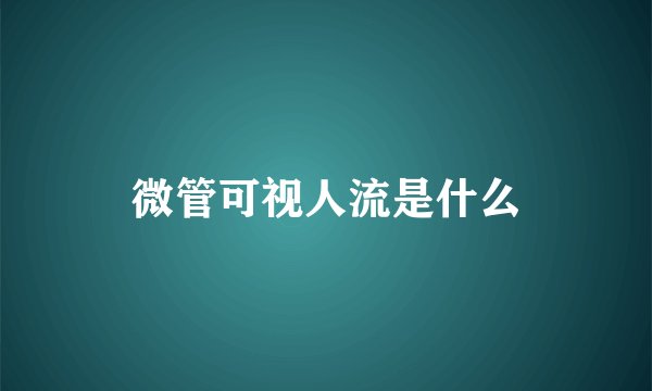 微管可视人流是什么