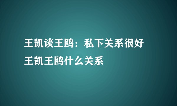 王凯谈王鸥:私下关系很好 王凯王鸥什么关系