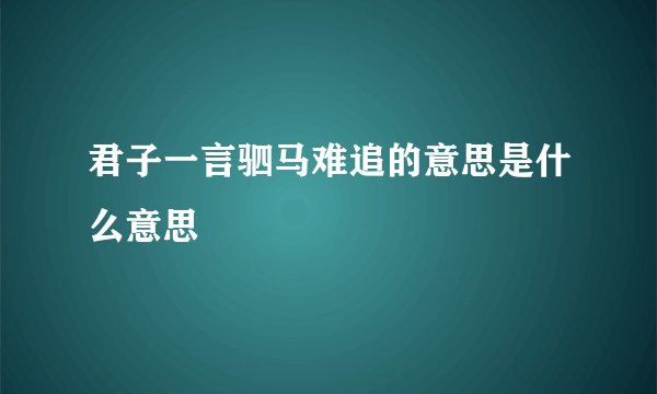 君子一言驷马难追的意思是什么意思
