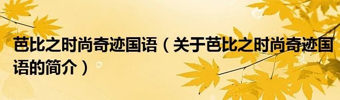 芭比之时尚奇迹国语（关于芭比之时尚奇迹国语的简介）