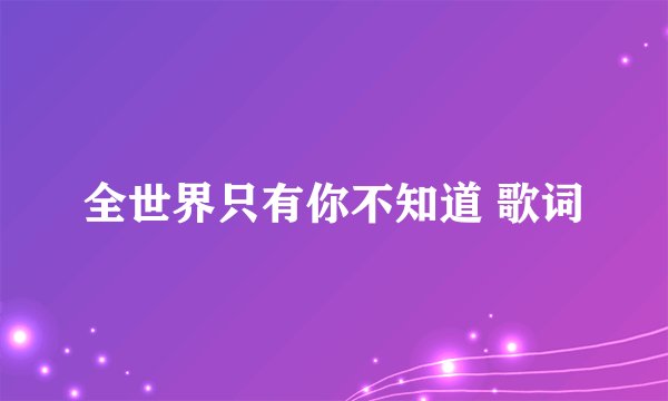 全世界只有你不知道 歌词