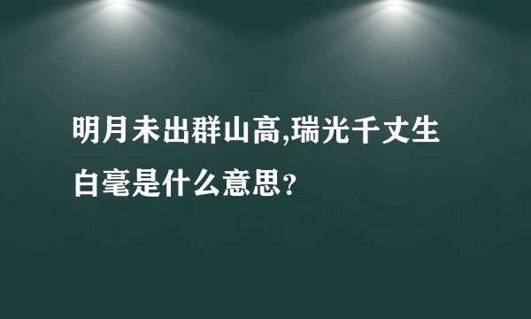 明月未出群山高,瑞光千丈生白毫是什么意思?