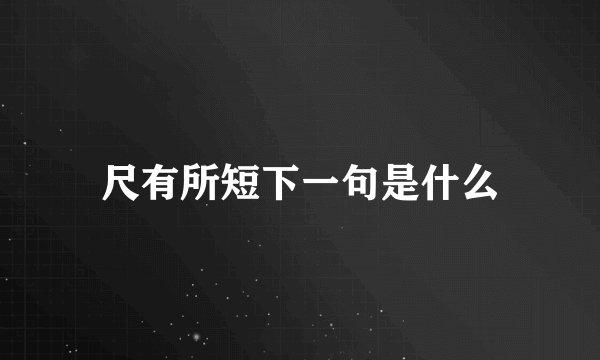 尺有所短下一句是什么