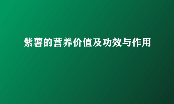 紫薯的营养价值及功效与作用