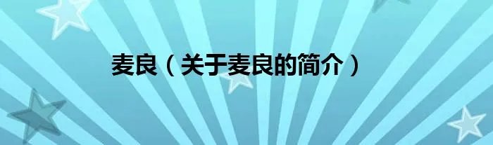 麦良（关于麦良的简介）