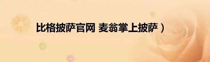 比格披萨官网 麦翁掌上披萨）