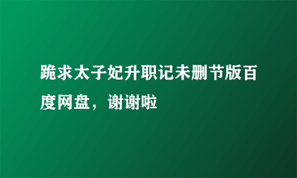 跪求太子妃升职记未删节版百度网盘，谢谢啦