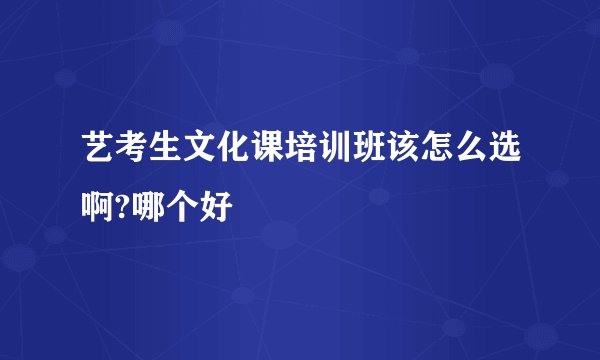 艺考生文化课培训班该怎么选啊?哪个好