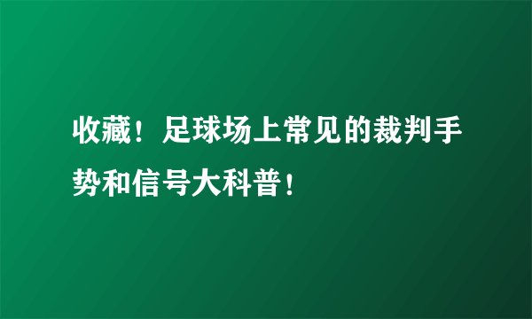 收藏！足球场上常见的裁判手势和信号大科普！
