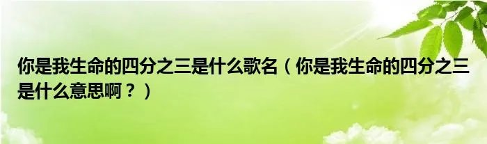 你是我生命的四分之三是什么歌名（你是我生命的四分之三是什么意思啊？）