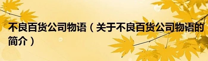 不良百货公司物语（关于不良百货公司物语的简介）