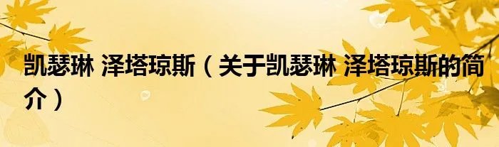 凯瑟琳 泽塔琼斯（关于凯瑟琳 泽塔琼斯的简介）