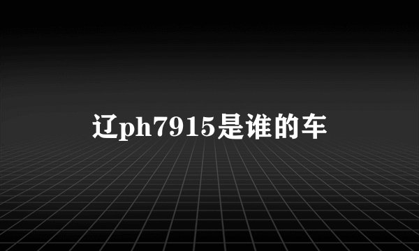 辽ph7915是谁的车