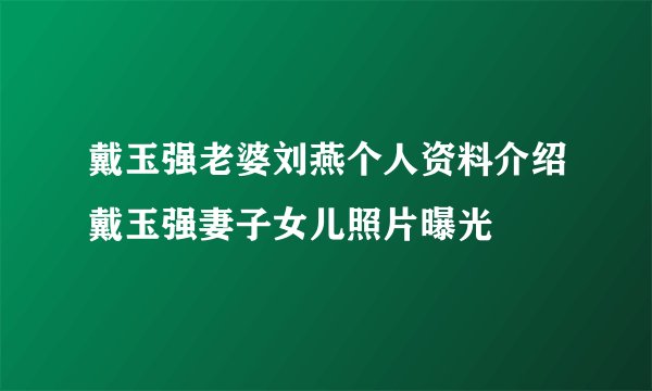 戴玉强老婆刘燕个人资料介绍戴玉强妻子女儿照片曝光
