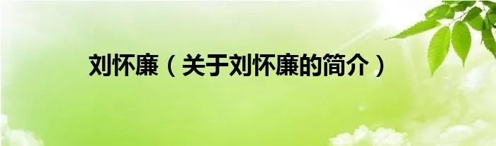 刘怀廉（关于刘怀廉的简介）