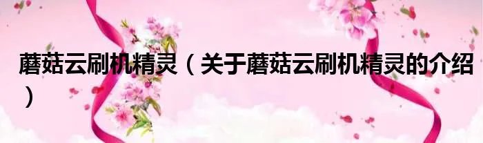 蘑菇云刷机精灵(关于蘑菇云刷机精灵的介绍)