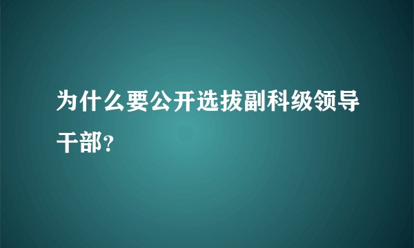 为什么要公开选拔副科级领导干部？