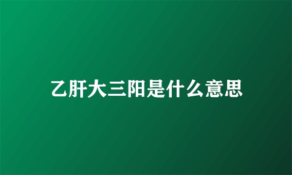 乙肝大三阳是什么意思