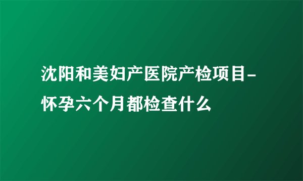 沈阳和美妇产医院产检项目-怀孕六个月都检查什么