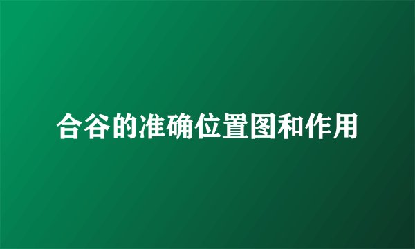 合谷的准确位置图和作用