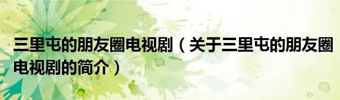 三里屯的朋友圈电视剧（关于三里屯的朋友圈电视剧的简介）