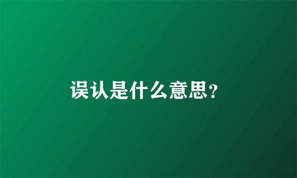 误认是什么意思?