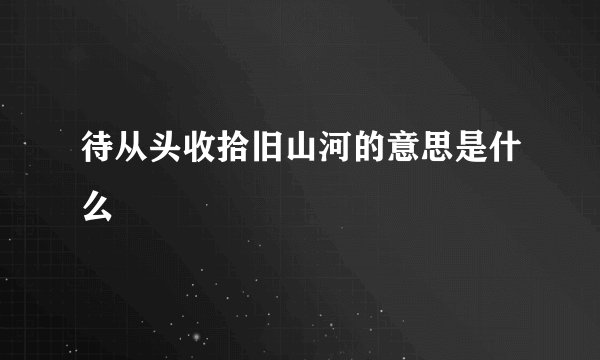 待从头收拾旧山河的意思是什么