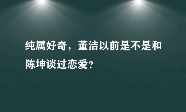 纯属好奇，董洁以前是不是和陈坤谈过恋爱？