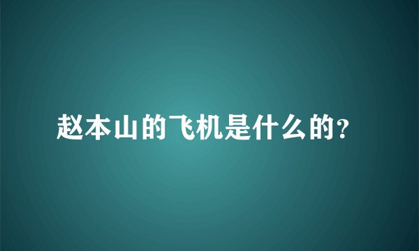 赵本山的飞机是什么的？