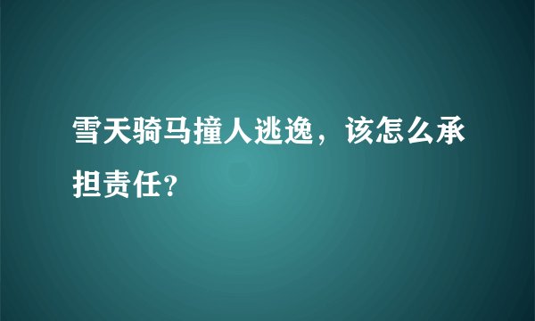 雪天骑马撞人逃逸,该怎么承担责任?