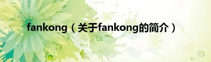 fankong(关于fankong的简介)